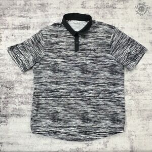 Under Armour Iso-Chill Polo Shirt Mens XL Black White‎ Stripe Golf Loose Fit